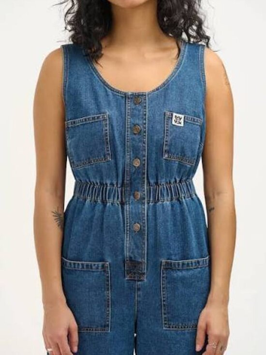 Lucy & Yak Pants - Lucy & Yak Juni Jumpsuit Denim Mid Wash Blue UK24/US20 Organic Cotton